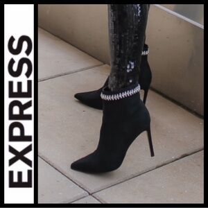 NWT Express Faux Suede Rhinestone Ankle Boots